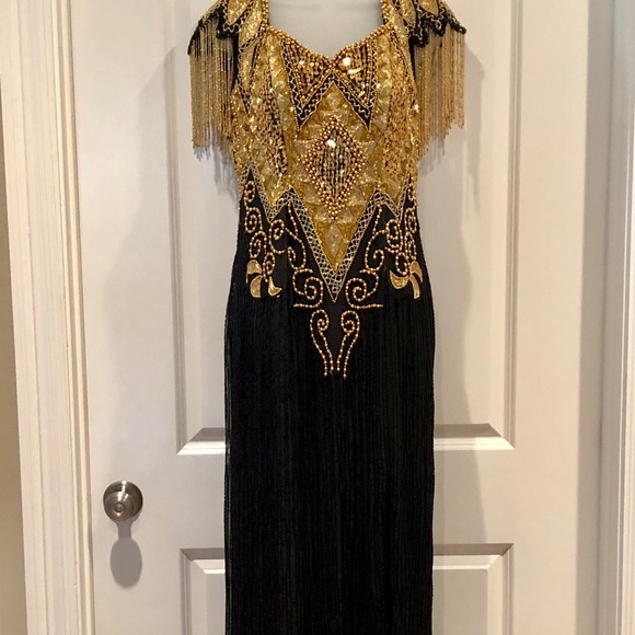 Sequins Originals Dresses & Skirts - Black and Gold Beaded Prom/Ball Maxi Dress